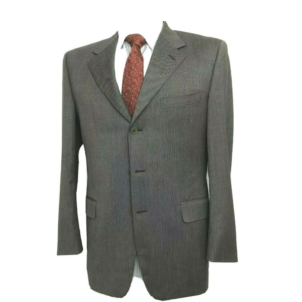 CANALI ITALY GRAY WOOL SUIT 40R 32W